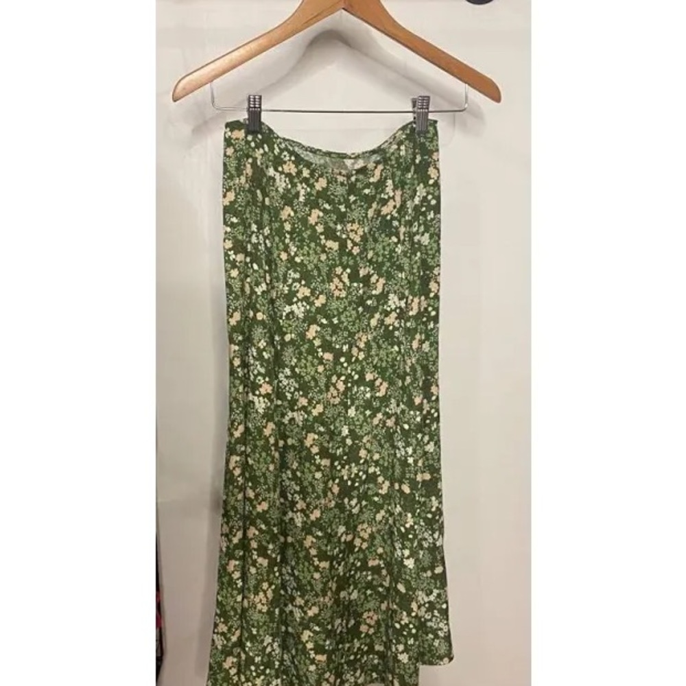 Reformation Green Floral Skirt